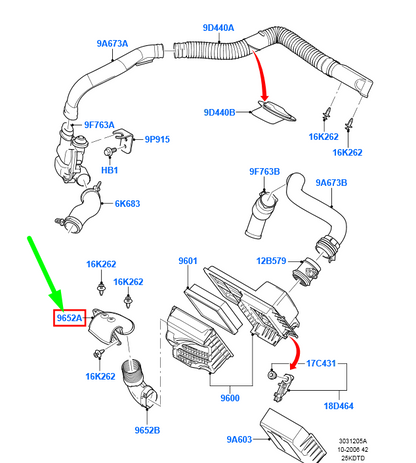 new ford focus mk2 air cleaner inlet tube 1373547 6m5y-9e635-ac original