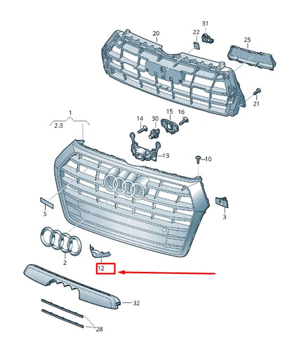 NEW AUDI Q5 FY RADIATOR GRILLE COVER CAP 80A853140 RU6 80A853140RU6 ORIGINAL