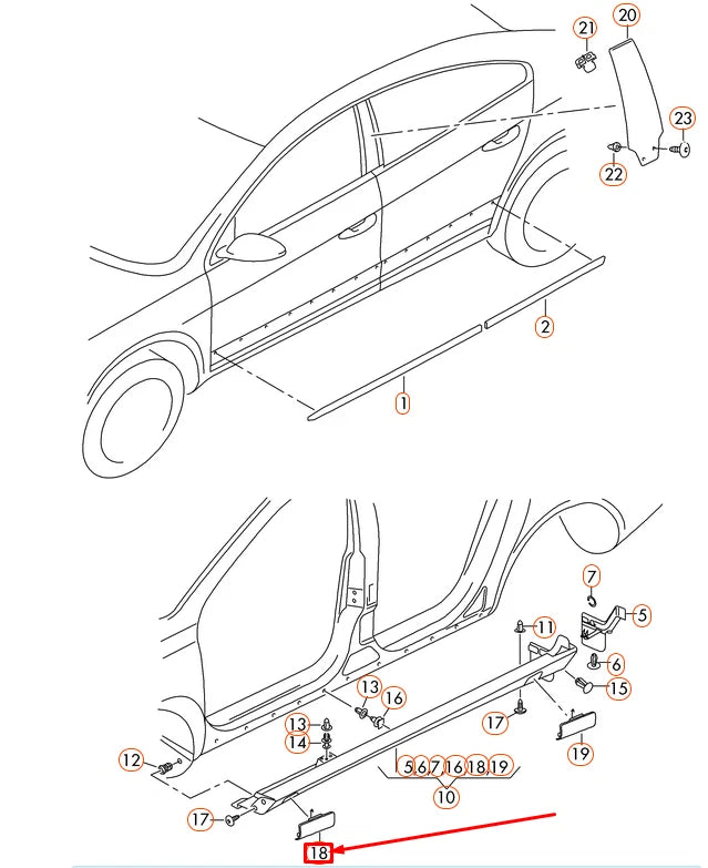 NEW VOLKSVAGEN CC FRONT RIGHT JACK POINT COVER 3C8853248GRU