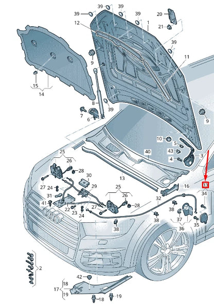 NEW AUDI Q8 4MN HOOD RELEASE HANDLE BRACKET RHD 4M8823633G