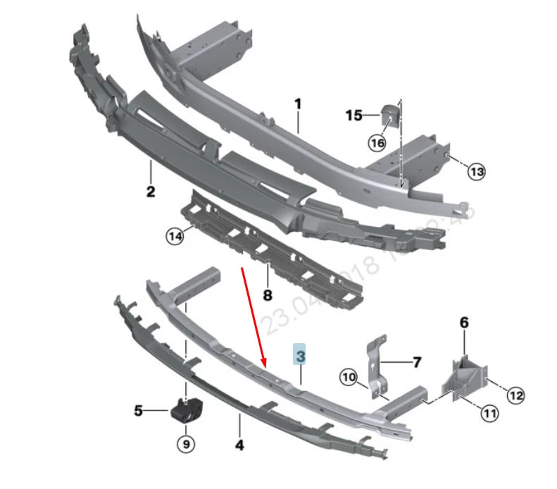 NEW BMW 7 G11 FRONT BUMPER LOWER CRASH BAR 51117418222 7418222 2016 ORIGINAL