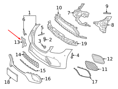 NEW MERCEDES-BENZ S W222 AMG FRONT LEFT AIR DUCT SEGMENT A2228852702 ORIGINAL