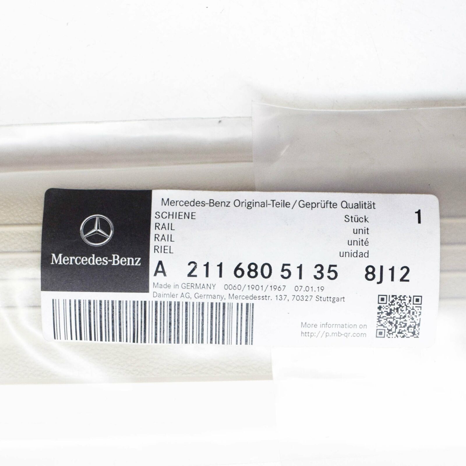 NEW MERCEDES-BENZ E W211 FRONT LEFT INSIDE RAIL A21168051358J12 ORIGINAL