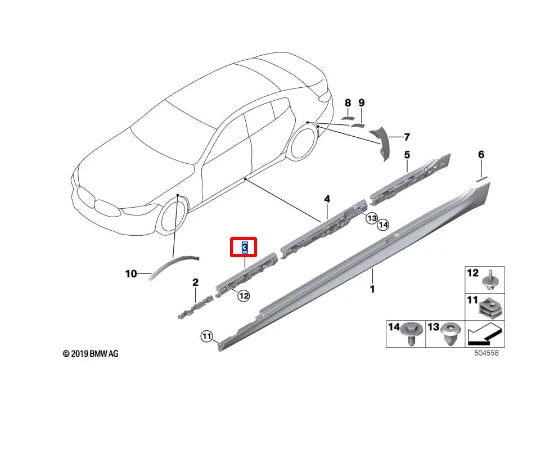 NEW BMW M8 GRAN COUPE G16 F93 REAR RIGHT SIDESKIRT HOLDER 51777497692 ORIGINAL