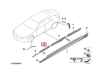 NEW BMW M8 GRAN COUPE G16 F93 REAR RIGHT SIDESKIRT HOLDER 51777497692 ORIGINAL