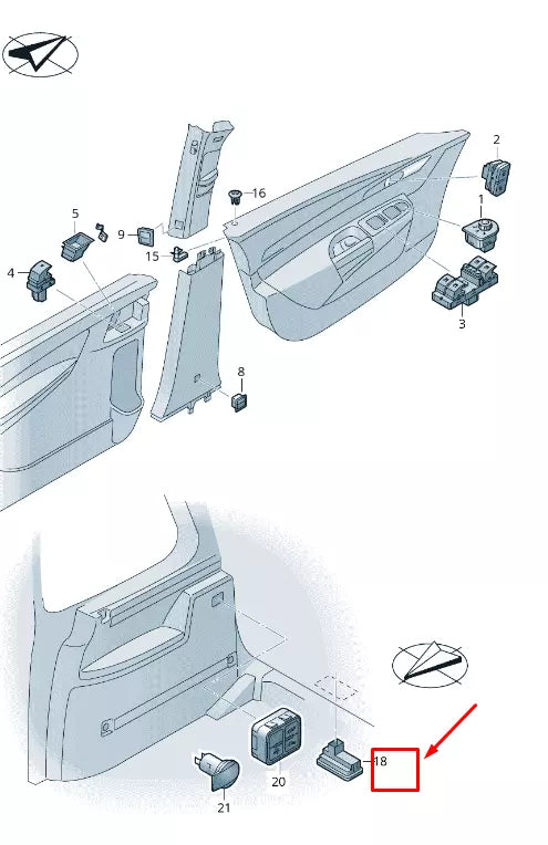 NEW VW SHARAN 7N REAR LID ACTUATION PUSHBUTTON 7N095983120H