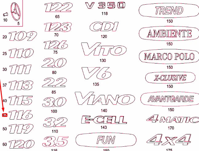 NEW MERCEDES-BENZ VITO W639 REAR PANEL DOOR BADGE A6398170500 ORIGINAL