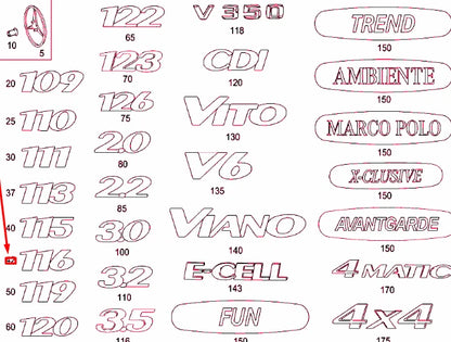 NEW MERCEDES-BENZ VITO W639 REAR PANEL DOOR BADGE A6398170500 ORIGINAL