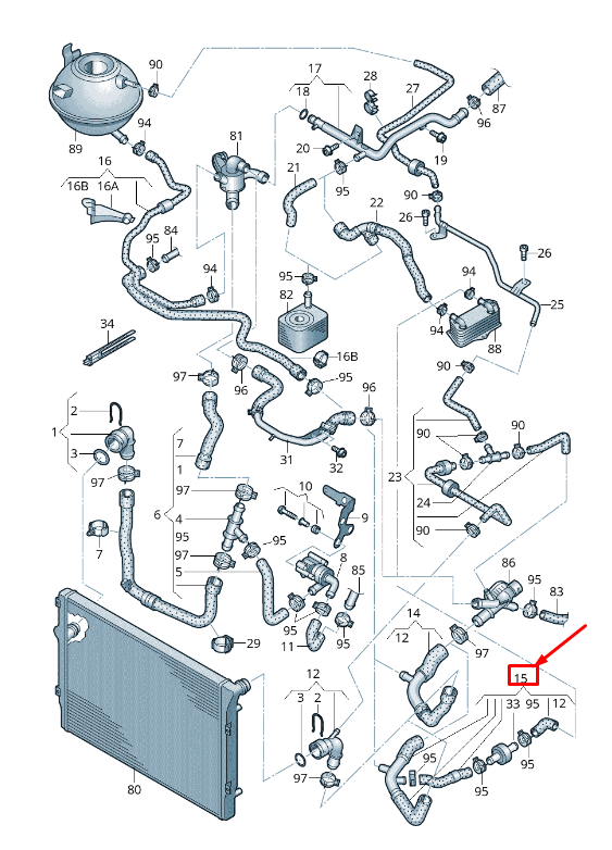 new vw eos 1f coolant hose with quick release coupling 1k0122101kp original