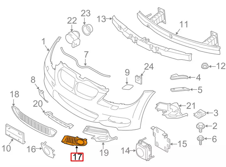 NEW BMW 3 E92 M-SPORT FRONT BUMPER LEFT SIDE FOG LIGHT GRILL 51118038935