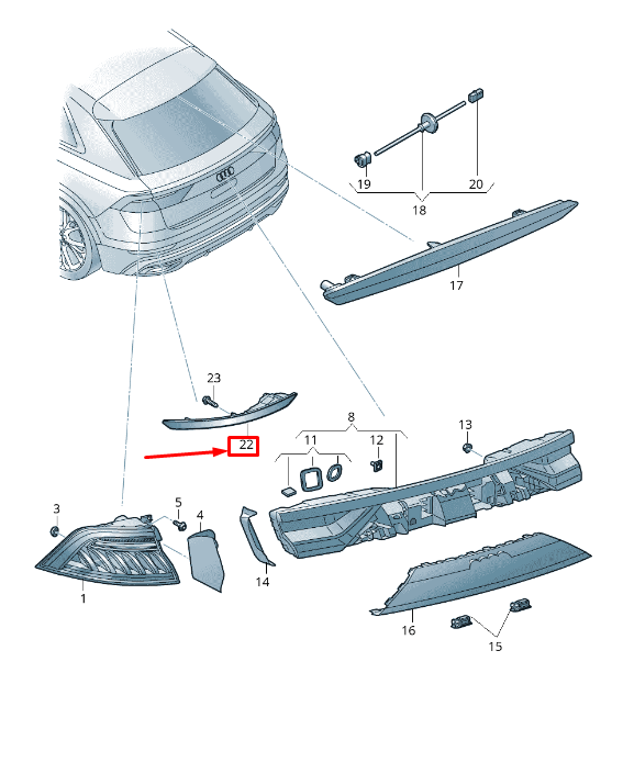 NEW AUDI Q8 4MN REAR RIGHT FOG LIGHT 4M8945702A ORIGINAL