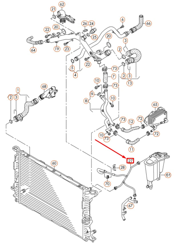 NEW AUDI A4 B8 ENGINE COOLANT RESERVOIR OVERFLOW HOSE 8K0121081AE ORIGINAL