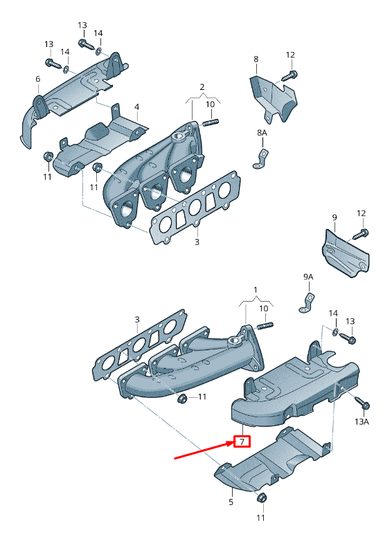 new audi q7 4m left exhaust manifold heat shield 06e253037ad original