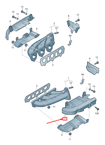 new audi q7 4m left exhaust manifold heat shield 06e253037ad original