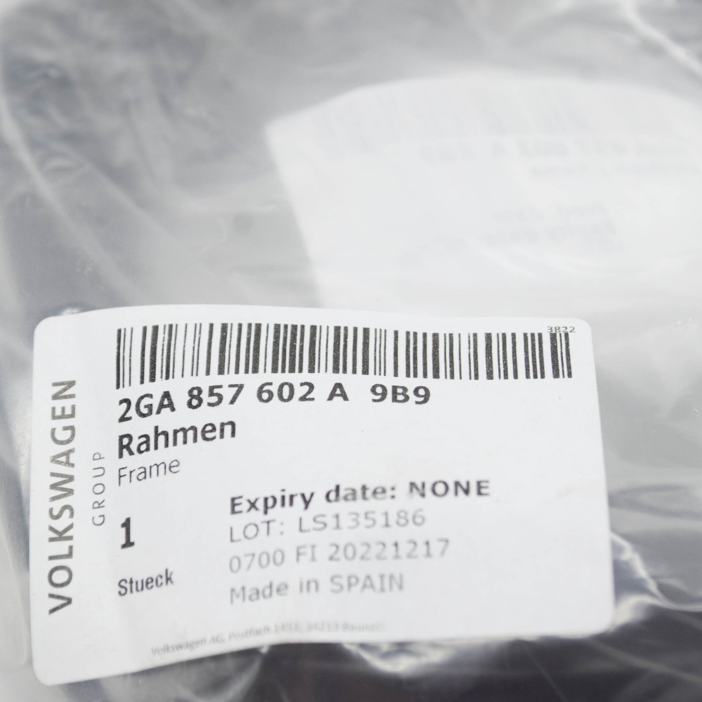 NEW VOLKSWAGEN T-ROC A11 FRONT RIGHT DOOR MIRROR FRAME 2GA857602A9B9 ORIGINAL