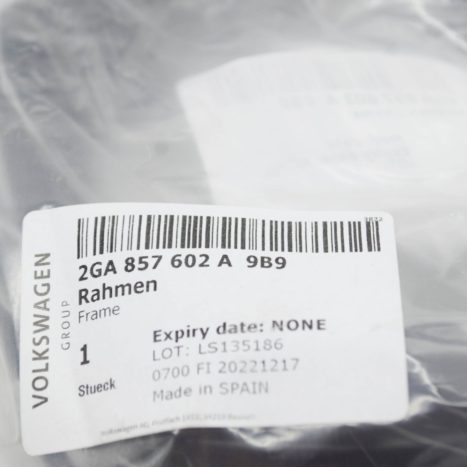 NEW VOLKSWAGEN T-ROC A11 FRONT RIGHT DOOR MIRROR FRAME 2GA857602A9B9 ORIGINAL