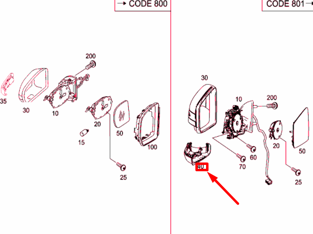 NEW MB ML W164 FRONT LEFT DOOR MIRROR LOWER COVER A25181001159775 ORIGINAL