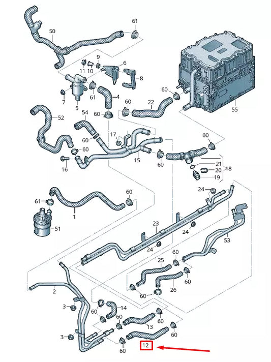 NEW AUDI Q7 4M ENGINE COOLANT HOSE 4M0121082L