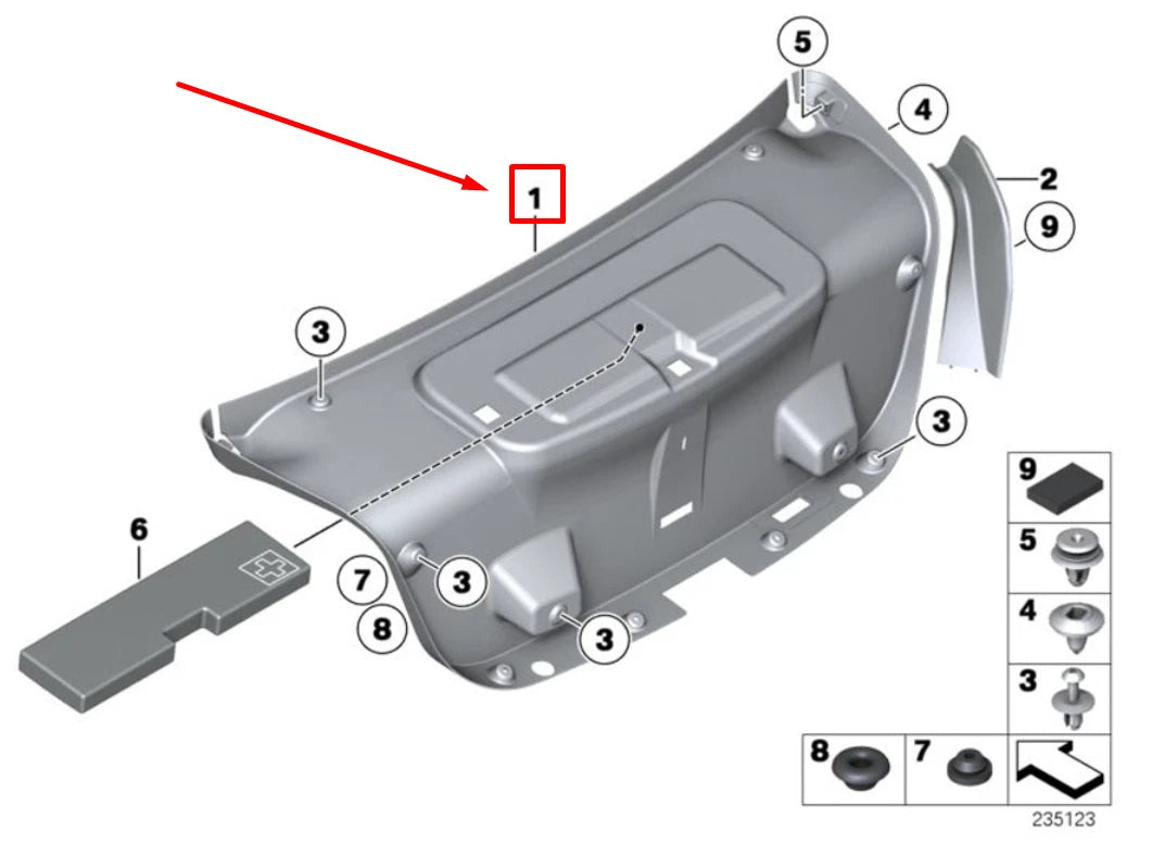 NEW BMW 5 F10 TRUNK LID TRIM 51497204372 7204372 ORIGINAL