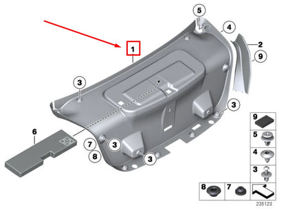 NEW BMW 5 F10 TRUNK LID TRIM 51497204372 7204372 ORIGINAL