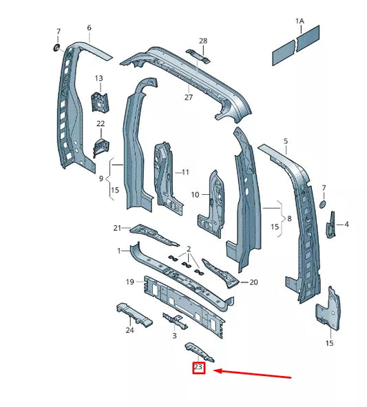 NEW VW TRANSPORTER VI T6 REAR PANEL LEFT CLOSING ELEMENT 7E0864649