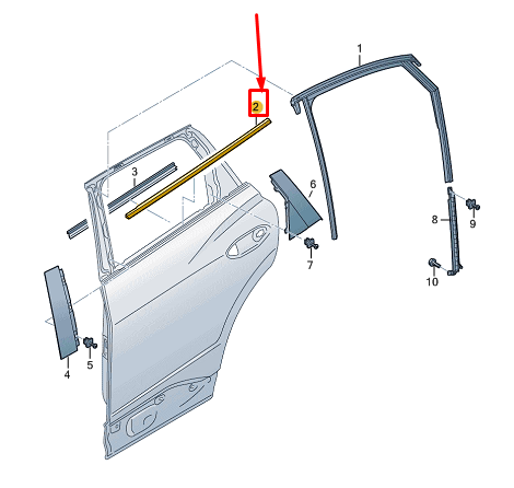 new audi q4 e-tron rear left outer door window slot seal 89a8394753q7 original