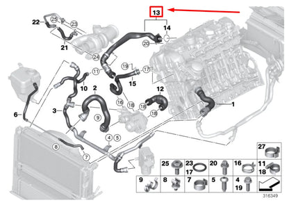NEW BMW 3 E90 ENGINE COOLANT INLET HOSE 7588880 11537588880 ORIGINAL