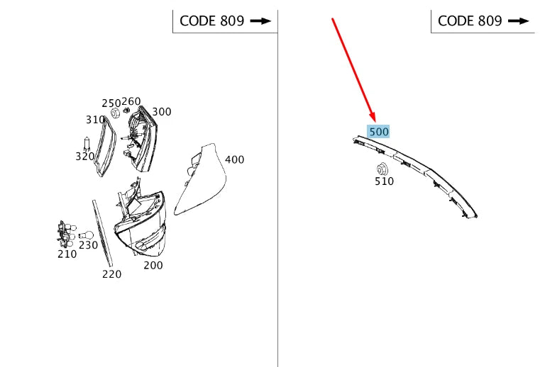 NEW MERCEDES-BENZ CLC CL203 REAR AUXILIARY STOP LAMP A2038203456 ORIGINAL