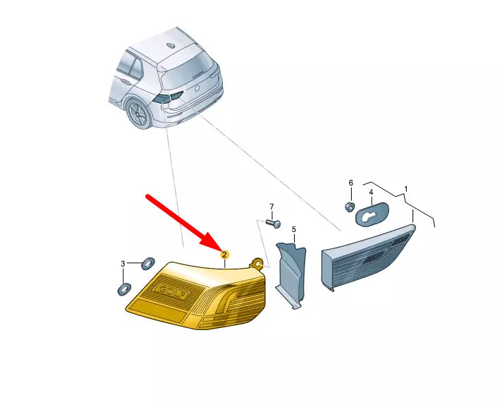 NEW VOLKSWAGEN GOLF MK8 REAR RIGHT OUTER LED TAILLIGHT 5H0945096C ORIGINAL