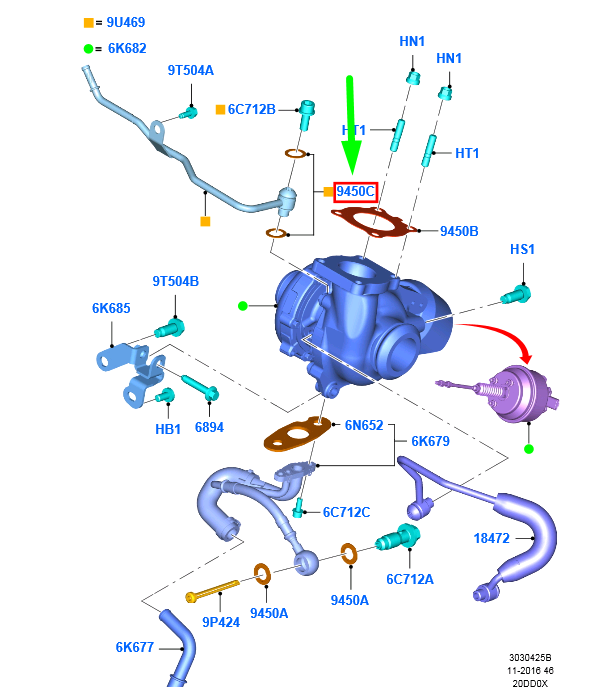 new ford kuga mk1 c394 turbocharger water outlet tube gasket 1715194 original