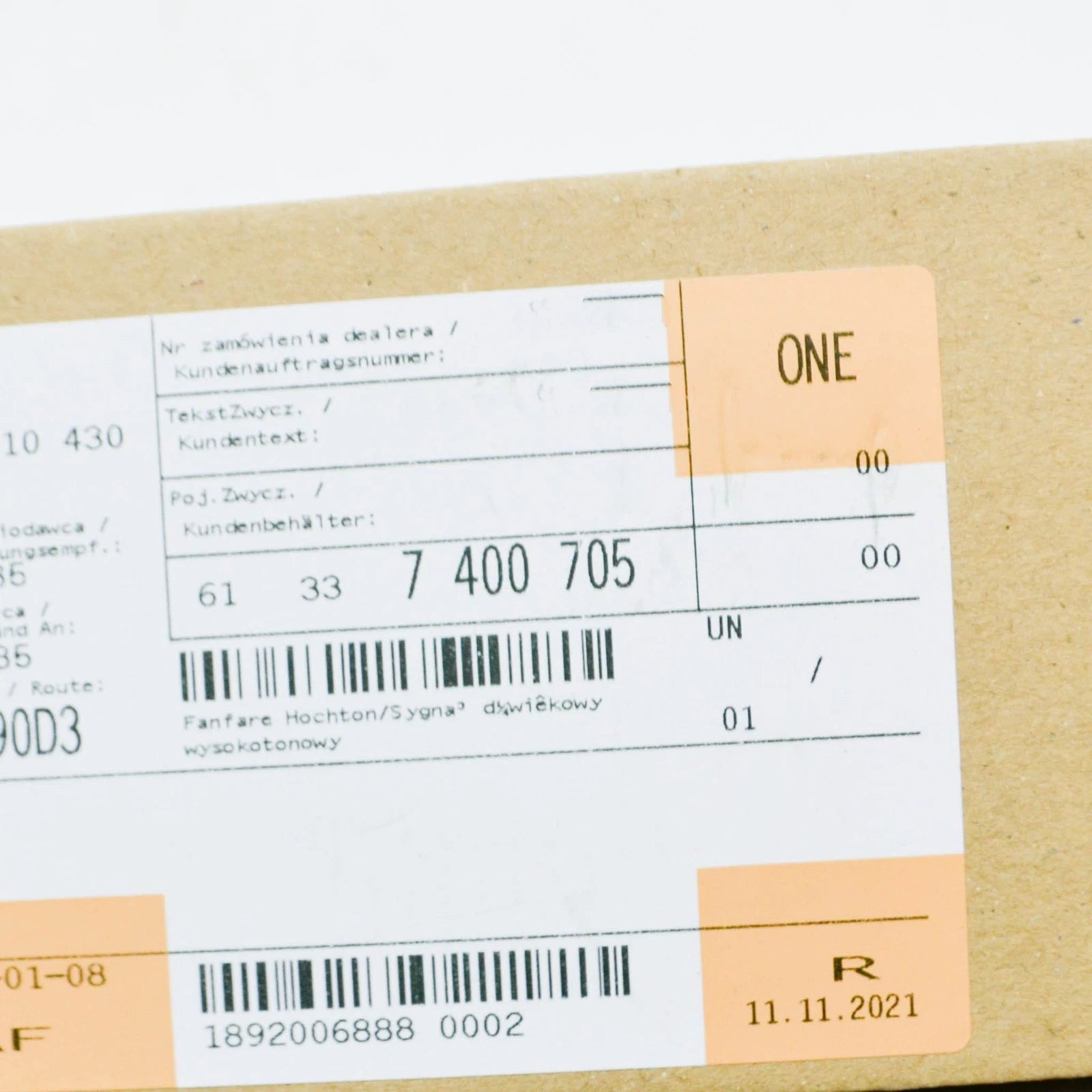 NEW BMW 2 COUPE F22 HIGH PITCH HORN SIGNAL 61337400705 7400705 ORIGINAL