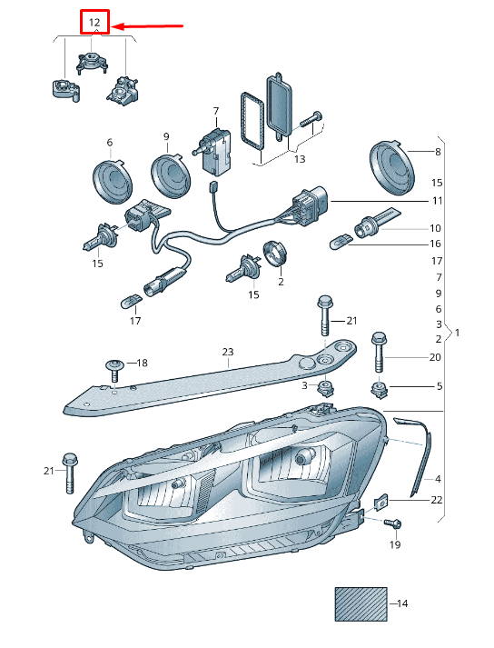 new vw touran 5t right headlamp housing repair kit 5ta998226 original