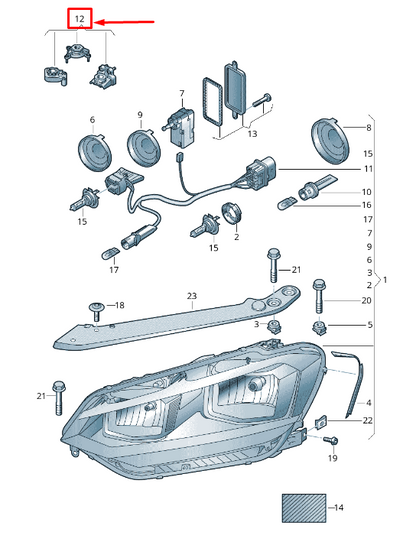 new vw touran 5t right headlamp housing repair kit 5ta998226 original