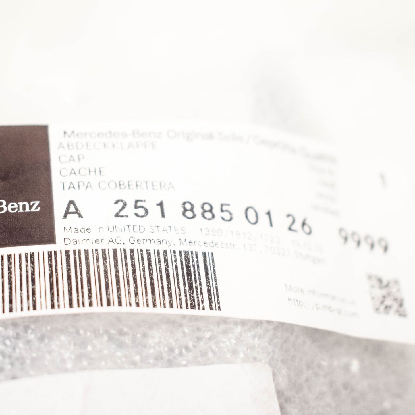 NEW MB R W251 WASHER LEFT HEAD LIGHT COVER A25188501269999 ORIGINAL