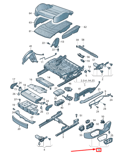 NEW AUDI A6 4A C8 FRONT RIGHT OUTER SEAT FRAME TRIM 4K0881326D1LX ORIGINAL