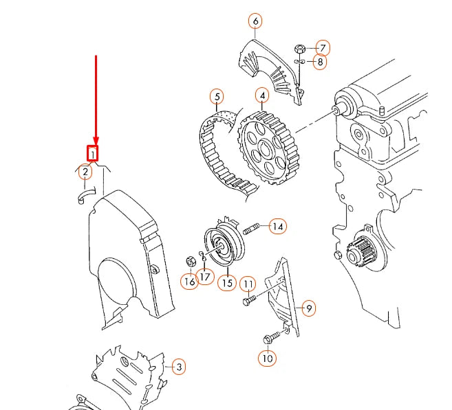 NEW VOLKSWAGEN BEETLE 9C UPPER TOOTHED BELT GUARD 06A109108T