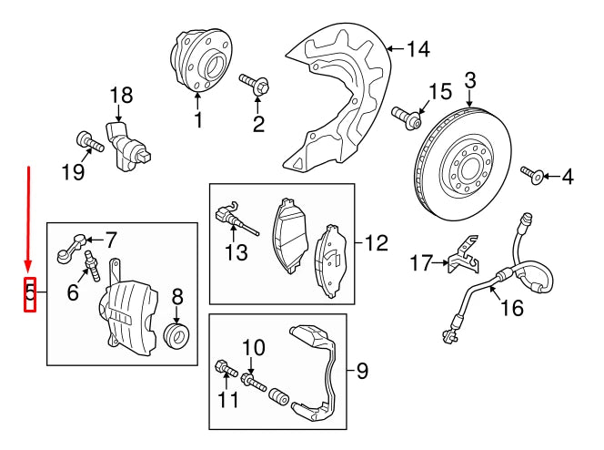 NEW AUDI A3 SPORTBACK 8V FRONT LEFT BRAKE CALIPER 3C0615123 ORIGINAL