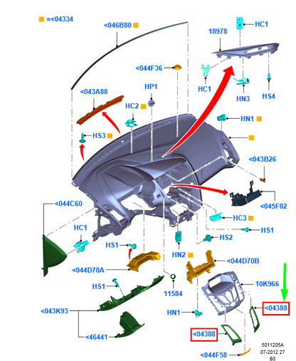 new ford focus mk3 c346 instrument panel left moulding trim 1729674 original