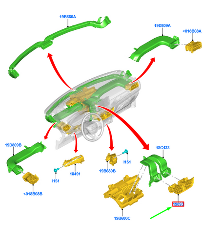 new ford kuga mk3 dashboard air vent center louvre assy 2425782 original