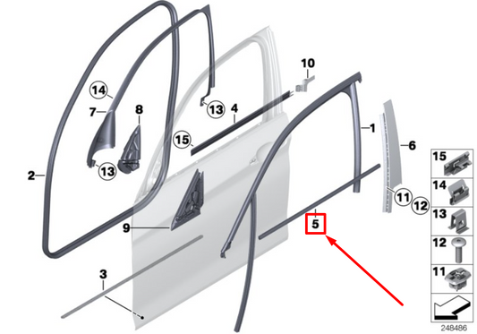 new bmw 1 f20 front right exterior door channel cover 51337240862 7240862