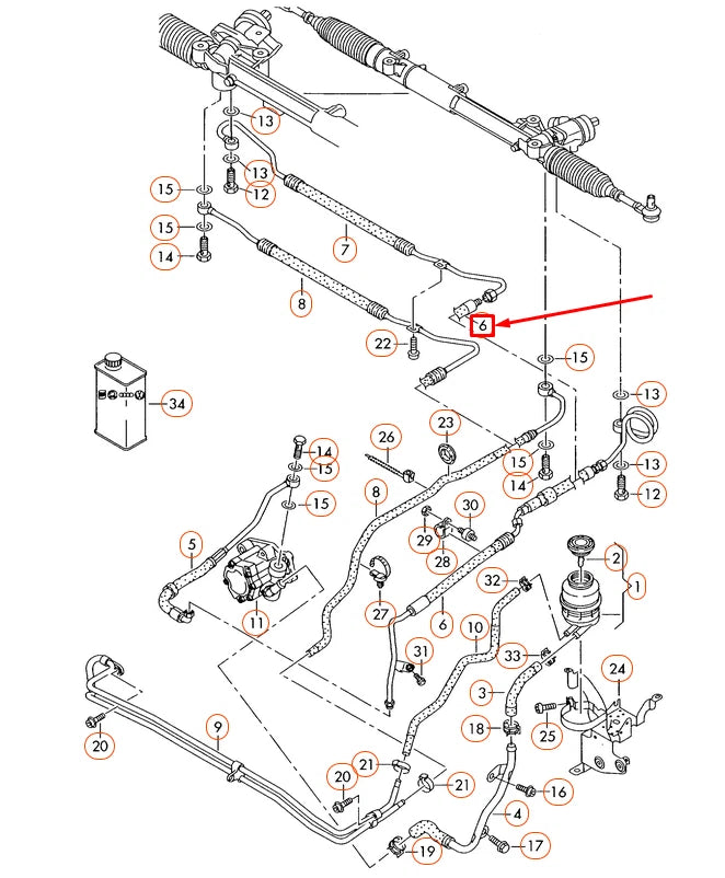 NEW AUDI A6 4F C6 POWER STEERING HOSE LHD 4F1422893AF ORIGINAL