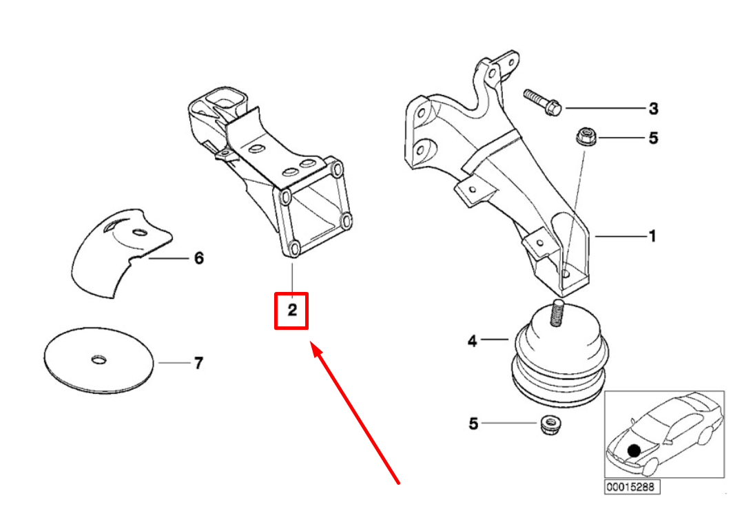 new bmw z3 coupe e36 right engine supporting bracket 11811095552 1095552