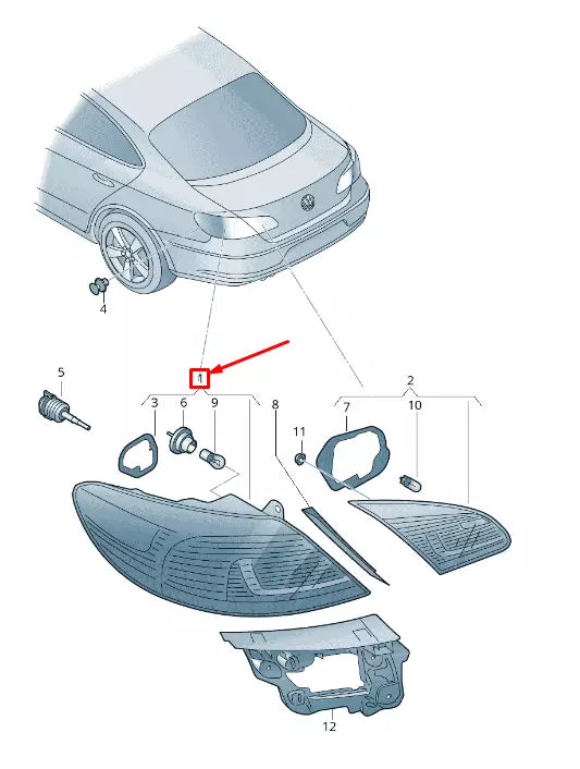 NEW VW PASSAT CC 357 REAR RIGHT OUTER TAILLIGHT 3C8945208AE ORIGINAL