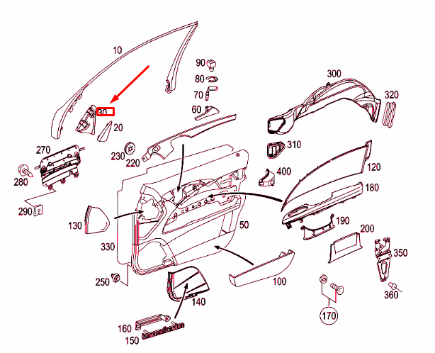 NEW MB E W211 FRONT RIGHT DOOR MIRROR TRIANGLE INSIDE GASKET A2117250298