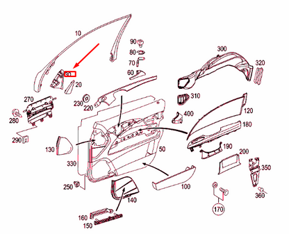 NEW MB E W211 FRONT RIGHT DOOR MIRROR TRIANGLE INSIDE GASKET A2117250298