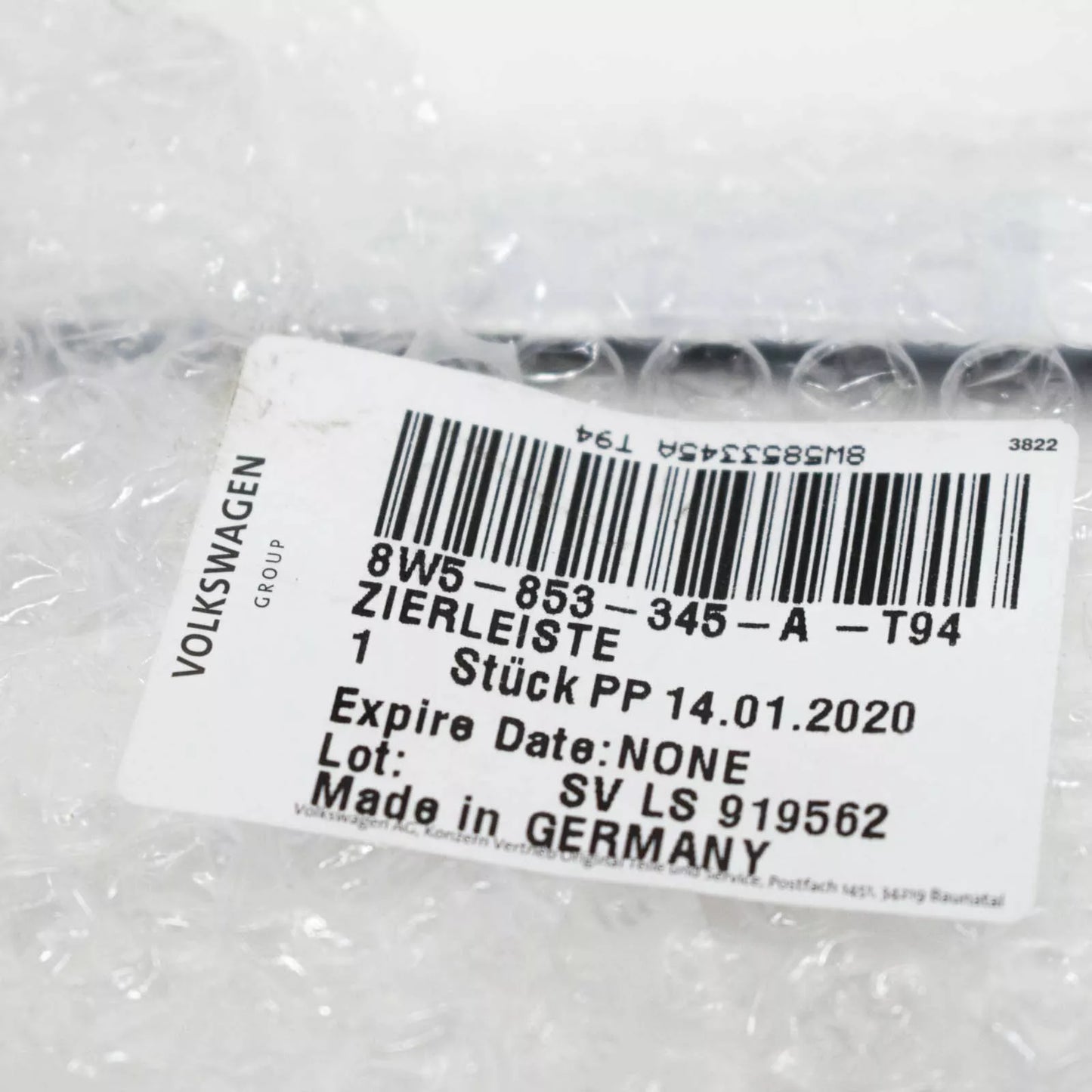 NEW AUDI A4 B9 QUARTER PANEL REVEAL MOLDING LEFT 8W5853345AT94 ORIGINAL