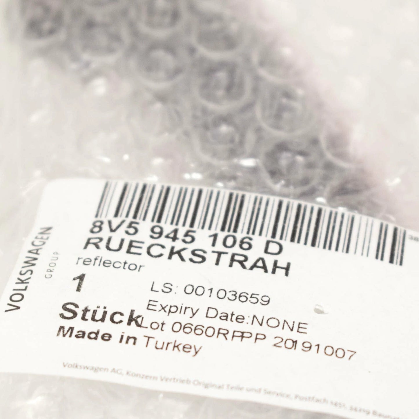 NEW AUDI A3 CABRIO 8V REAR RIGHT BUMPER REFLECTOR 8V5945106D 2017 ORIGINAL