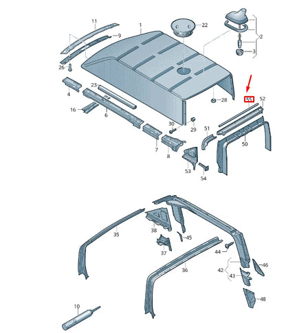 NEW VW TRANSPORTER VI T6 HIGH ROOF BEADING 7H3817601