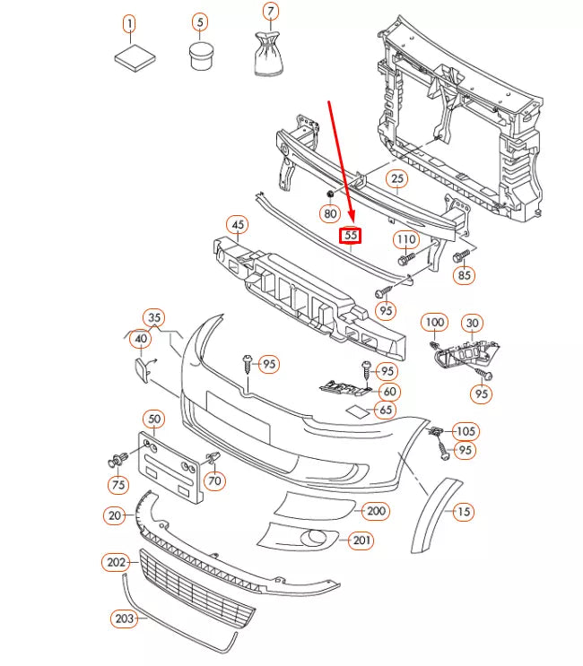 NEW VOLKSWAGEN TOURAN 1T FRONT BUMPER LOWER CROSS MEMBER 5K0807651D ORIGINAL