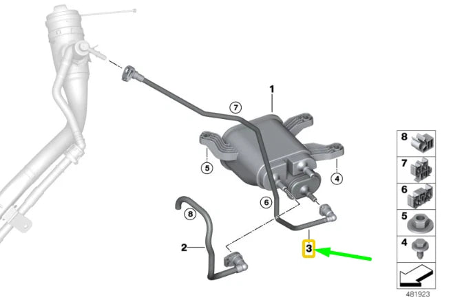 NEW BMW 5 G30 ACTIVATED CHARCOAL FILTER BREATHER LINE 16137483715 ORIGINAL
